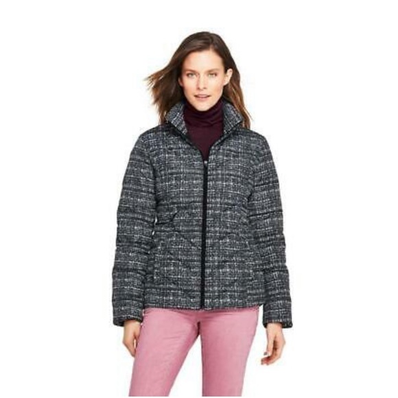 Lands' End Jackets & Blazers - Lands End Tweed Print Down Puffer Jacket Size SP